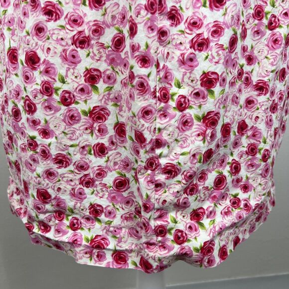 CDC Dress Women 12 White Red Pink Floral All Over Print Sheath Sleeveless Casual - Picture 12 of 12